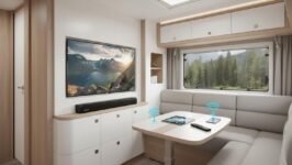 Barra de Sonido 12V con Conectividad BT 5.0 para Smart TV, Ideal para Autocaravanas, Camper, Barcos, Náutica, Mando a Distancia, Dimensiones 480x60x60mm