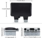 Enchufe Exterior con Puertos USB, Enchufe Jardín, Impermeable, IP66, Contacto Protector con Tapa Abatible