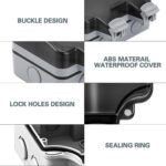 Enchufe Exterior con Puertos USB, Enchufe Jardín, Impermeable, IP66, Contacto Protector con Tapa Abatible