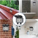 Enchufe Exterior con Puertos USB, Enchufe Jardín, Impermeable, IP66, Contacto Protector con Tapa Abatible