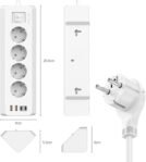 Regleta de 4 Tomas con USB C (PD 20W), Regleta SUDEERY 8 en 1 con 4 USB, Regleta Protectora contra Sobretensiones y Cable de 2 Metros para Cocina (Blanco)