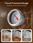 Neretva Cafetera, Cafetera Espresso Profesional con Manómetro Visible 1450W Tanque de Acero Inoxidable 1.8L y Cafetera Doméstica Vaporizador 15 Bar – Espresso/Latte/Cappuccino/Machiato