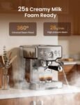 Neretva Cafetera, Cafetera Espresso Profesional con Manómetro Visible 1450W Tanque de Acero Inoxidable 1.8L y Cafetera Doméstica Vaporizador 15 Bar – Espresso/Latte/Cappuccino/Machiato