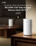 Cudy Tri-Band WiFi 7 BE11000 Sistema de Malla 6 Transmisiones 10 Gbps, 4 Puertos 2.5G, MU-MIMO, Multi-VPN, Cudy APP, Antenas Inteligentes, M11000 2-Pack