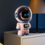 Qcwwy Altavoz inteligente AI, altavoz inteligente con sonido HD de 6 W con reloj y luz nocturna adecuado para la decoración del dormitorio del hogar (2)