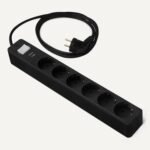 Amazon Basics Regleta con 6 Tomas y Protección contra Sobretensiones, Regleta con Regleta, Tapones de Seguridad, Cable de 1,4 m, 6 Tomas, 600 J, Negro