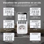 KETOTEK Monitor de electricidad, medidor de consumo eléctrico, medidor de consumo de energía con pantalla LCD retroiluminada, enchufe del medidor de corriente