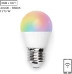 Lámpara inteligente WiFi LED G45 E27 6,5W con control remoto regulable, ideal para iluminación del hogar y atmósfera personalizable