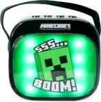 OTL Technologies Altavoz Karaoke Inalámbrico con Micrófono y Luces LED Minecraft Compatible con Cualquier Fuente de Sonido Bluetooth