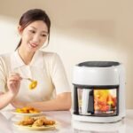 Freidora digital inteligente con pantalla a color, capacidad de 4,5 l, control táctil, freidora de aire visual para pollo y patatas fritas, función de horneado
