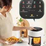 Freidora digital inteligente con pantalla a color, capacidad de 4,5 l, control táctil, freidora de aire visual para pollo y patatas fritas, función de horneado