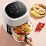 Freidora digital inteligente con pantalla a color, capacidad de 4,5 l, control táctil, freidora de aire visual para pollo y patatas fritas, función de horneado