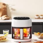 Freidora digital inteligente con pantalla a color, capacidad de 4,5 l, control táctil, freidora de aire visual para pollo y patatas fritas, función de horneado
