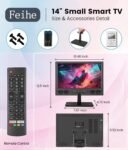 Feihe – Televisor pequeño Smart TV LED HD de pantalla plana de 14″ con sintonizador ATSC/HDMI/USB/AV para cocina, RV, caravana, dormitorio o entretenimiento mientras viaja