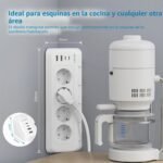 JSVER Regleta de Esquina con USB y 2 Puertos Tipo C, 4 Tomas con Interruptores Individuales, Regleta USB C (3680W/16A), con Cable de 2 m para Smartphones y Tablets-Blanco