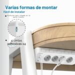 JSVER Regleta de Esquina con USB y 2 Puertos Tipo C, 4 Tomas con Interruptores Individuales, Regleta USB C (3680W/16A), con Cable de 2 m para Smartphones y Tablets-Blanco