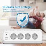 JSVER Regleta de Esquina con USB y 2 Puertos Tipo C, 4 Tomas con Interruptores Individuales, Regleta USB C (3680W/16A), con Cable de 2 m para Smartphones y Tablets-Blanco