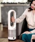 Ventilador Torre Circulación Aire Frío Caliente Control Remoto Pantalla LED Oscilación Temporizador 80° 8 Horas Velocidades Sin Aspas Ideal Dormitorio Cocina Oficina.