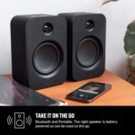 Marley House of Get Together Duo Altavoces de Estantería – Altavoces Activos Bluetooth con Entrada AUX, Compatible con Tocadiscos y Vinilo, Alta Definición, Diseño Sostenible, Negro