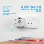 JSVER Adaptador de Enchufe para Reino Unido, Enchufe de Viaje con 2 USB A y 2 C, Adaptador de Enchufe de Viaje Tipo G para UE a Reino Unido, Irlanda, Malasia, Singapur, Hong Kong, Macao