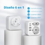 JSVER Adaptador de Enchufe para Reino Unido, Enchufe de Viaje con 2 USB A y 2 C, Adaptador de Enchufe de Viaje Tipo G para UE a Reino Unido, Irlanda, Malasia, Singapur, Hong Kong, Macao