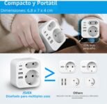 JSVER Adaptador de Enchufe para Reino Unido, Enchufe de Viaje con 2 USB A y 2 C, Adaptador de Enchufe de Viaje Tipo G para UE a Reino Unido, Irlanda, Malasia, Singapur, Hong Kong, Macao