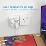 JSVER Adaptador de Enchufe para Reino Unido, Enchufe de Viaje con 2 USB A y 2 C, Adaptador de Enchufe de Viaje Tipo G para UE a Reino Unido, Irlanda, Malasia, Singapur, Hong Kong, Macao