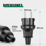 Greate 3 x Enchufe Macho para Exterior con Protección contra Doblez – Enchufes Solera de Goma, 2 Polos, 230V, 16A y 3,7kW – Enchufe Exterior Impermeable IP44, Enchufe Macho