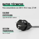 Greate 3 x Enchufe Macho para Exterior con Protección contra Doblez – Enchufes Solera de Goma, 2 Polos, 230V, 16A y 3,7kW – Enchufe Exterior Impermeable IP44, Enchufe Macho