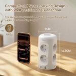 3M Tomas Regleta con USB C, Toma Múltiple 12 en 1 (9 AC y 3 USB), 3680W/16A, Tomas Regleta, Protección contra Sobretensión, Tomas Torre con Interruptor para Mesa, Oficina, Hogar, Blanco