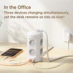 3M Tomas Regleta con USB C, Toma Múltiple 12 en 1 (9 AC y 3 USB), 3680W/16A, Tomas Regleta, Protección contra Sobretensión, Tomas Torre con Interruptor para Mesa, Oficina, Hogar, Blanco