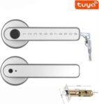 Cerradura de puerta inteligente, cerradura de puerta sin llave, teclado con manija, cerradura de puerta con huella dactilar y Control WiFi, aplicación Tuya