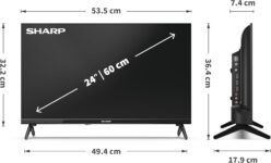Sharp 24HA1205E – TV 24 Pulgadas 24 Pulgadas (Resolución 1368 x 768, 3X HDMI, 2X USB) Color Negro
