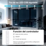 Tira LED COB 2 m, Retroiluminación TV USB 5V con Atenuador y Función Memoria, Tira LED Regulable sin Puntos para TV Bias, Muebles y Ambiente, 6500K
