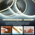 Tira LED COB 2 m, Retroiluminación TV USB 5V con Atenuador y Función Memoria, Tira LED Regulable sin Puntos para TV Bias, Muebles y Ambiente, 6500K