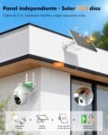 YESKANO Cámara de Vigilancia WiFi Exterior Inalámbrica 2K para Dos Zonas, Panel Solar con Batería, PTZ 360°, Visión Nocturna Color, PIR, Sin Suscripción (Blanco)