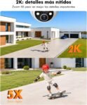 YESKANO Cámara de Vigilancia WiFi Exterior Inalámbrica 2K para Dos Zonas, Panel Solar con Batería, PTZ 360°, Visión Nocturna Color, PIR, Sin Suscripción (Blanco)