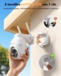 YESKANO Cámara de Vigilancia WiFi Exterior Inalámbrica 2K para Dos Zonas, Panel Solar con Batería, PTZ 360°, Visión Nocturna Color, PIR, Sin Suscripción (Blanco)