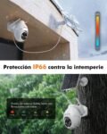 YESKANO Cámara de Vigilancia WiFi Exterior Inalámbrica 2K para Dos Zonas, Panel Solar con Batería, PTZ 360°, Visión Nocturna Color, PIR, Sin Suscripción (Blanco)