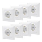 8 Piezas Enchufes Empotrables Enchufes de Pared Blancos Schuko 16A 250V Enchufes Empotrables Estándar de la UE para Uso en Interiores (82 mm x 82 mm)