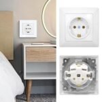 8 Piezas Enchufes Empotrables Enchufes de Pared Blancos Schuko 16A 250V Enchufes Empotrables Estándar de la UE para Uso en Interiores (82 mm x 82 mm)
