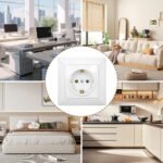 8 Piezas Enchufes Empotrables Enchufes de Pared Blancos Schuko 16A 250V Enchufes Empotrables Estándar de la UE para Uso en Interiores (82 mm x 82 mm)
