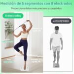 Báscula corporal inteligente, con 8 electrodos y sensores portátiles, báscula digital para grasa corporal, IMC y masa muscular, 25 analizadores de datos corporales de hasta 180 kg/400 lb
