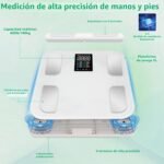 Báscula corporal inteligente, con 8 electrodos y sensores portátiles, báscula digital para grasa corporal, IMC y masa muscular, 25 analizadores de datos corporales de hasta 180 kg/400 lb