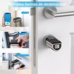 WELOCK Cerradura Electrónica Inteligente con Código, Bluetooth y WiFi, Cerradura Inteligente Fácil de Instalar Plata