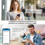 WELOCK Cerradura Electrónica Inteligente con Código, Bluetooth y WiFi, Cerradura Inteligente Fácil de Instalar Plata