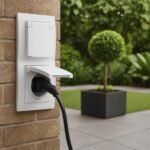 Conector hembra empotrable doble IP44, terminal enchufable, todo en uno, serie ET-1, blanco