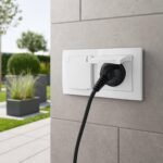 Conector hembra empotrable doble IP44, terminal enchufable, todo en uno, serie ET-1, blanco