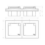 Conector hembra empotrable doble IP44, terminal enchufable, todo en uno, serie ET-1, blanco