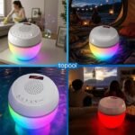 Altavoz Bluetooth Flotante para Piscina con Termómetro y Luz LED, IP68 Resistente al Agua, 8 Modos de Iluminación, Sonido Estéreo 360°, TWS, Alcance 25 m, Batería 2000 mAh